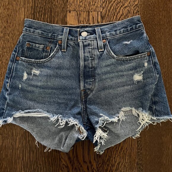 Levi's 501 Original Shorts - Medium/Dark Wash - Size 24 - Picture 1 of 5